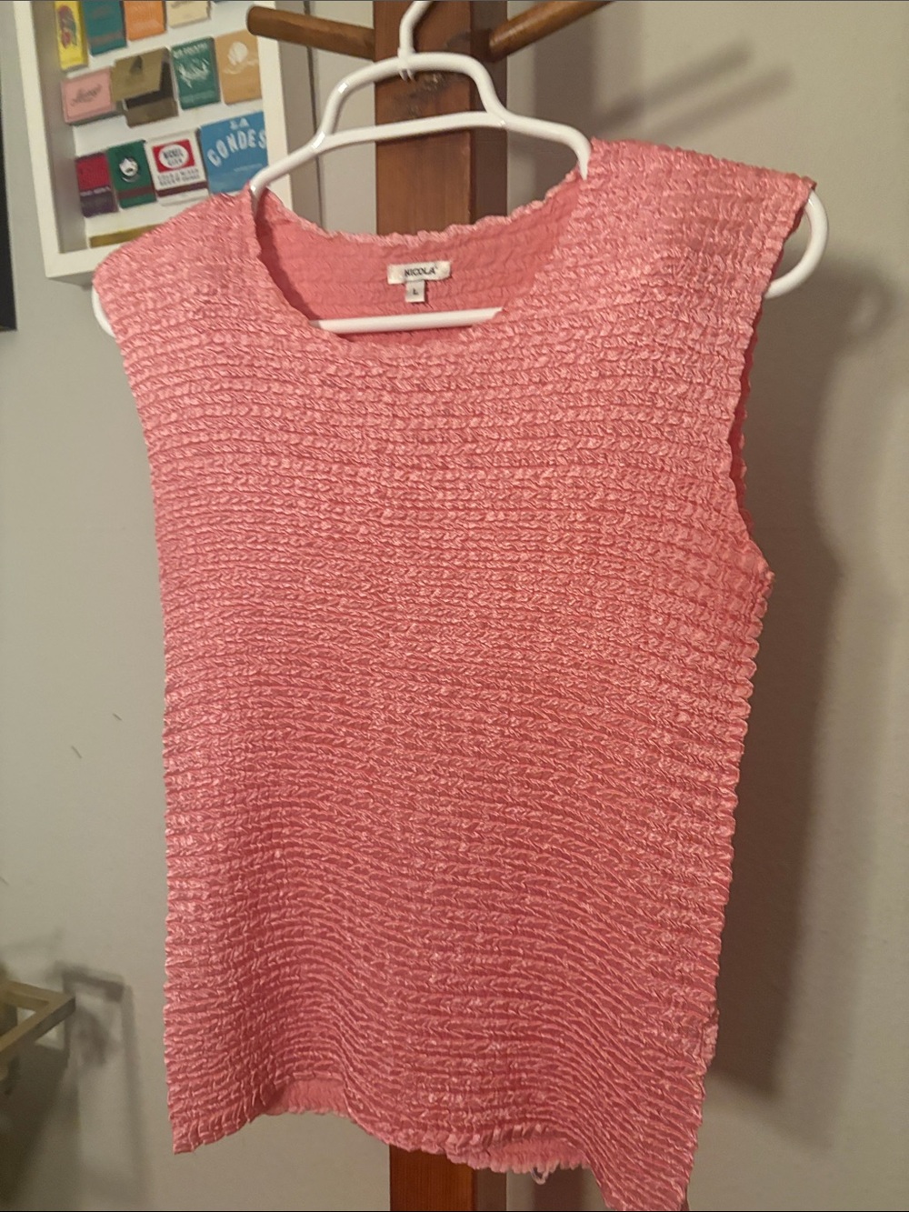 NICOLA Coral Pink Textured Sleeveless Top